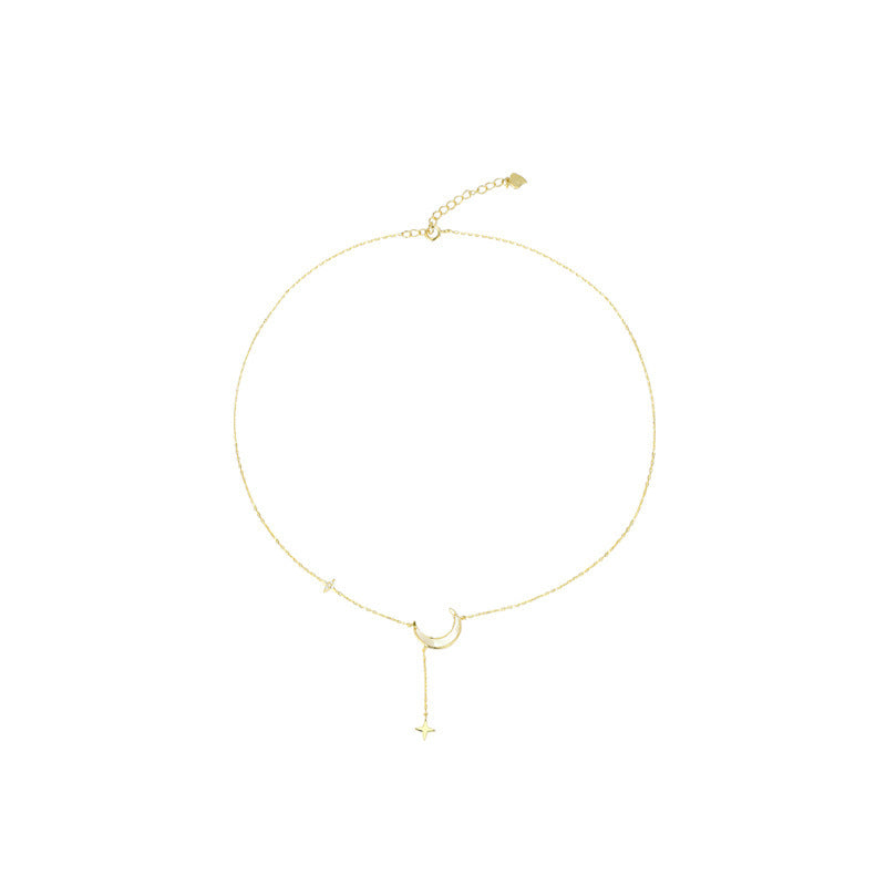 Moon Star Necklace 18K Gold Plated Steel