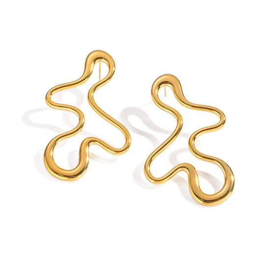 Stud Earrings 18K Gold Plated Steel