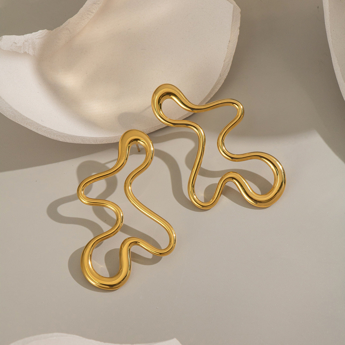 Stud Earrings 18K Gold Plated Steel
