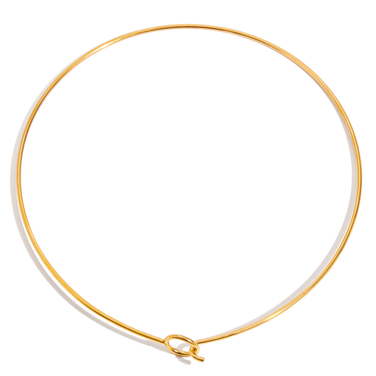 Smooth Plain Circle 18K Gold Stainless Steel Necklace Versatile