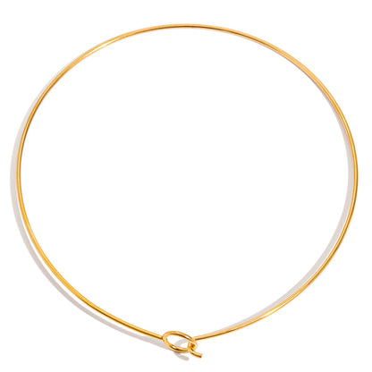 Smooth Plain Circle 18K Gold Stainless Steel Necklace Versatile