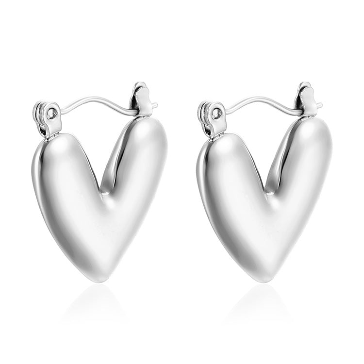 Heart-shaped Stud Earrings Stainless Steel
