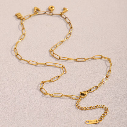 Paperclip Love Letters Necklace 18K Gold Plated Steel