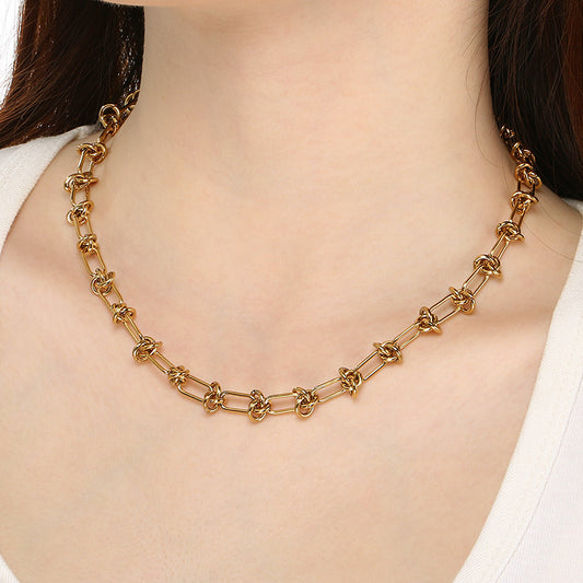 Handmade Knotted Chain 18K Gold Stainless Steel Unisex Necklace