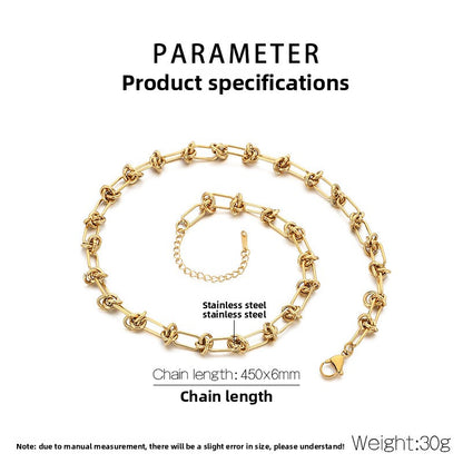 Handmade Knotted Chain 18K Gold Stainless Steel Unisex Necklace