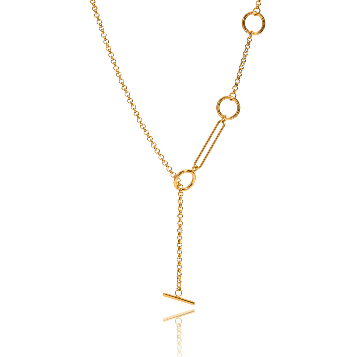 Y-shaped Necklace 18K Gold Plated Steel