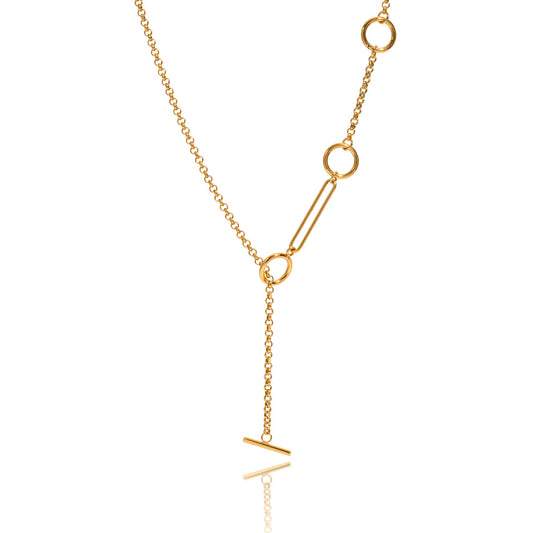 Y-shaped Necklace 18K Gold Plated Steel