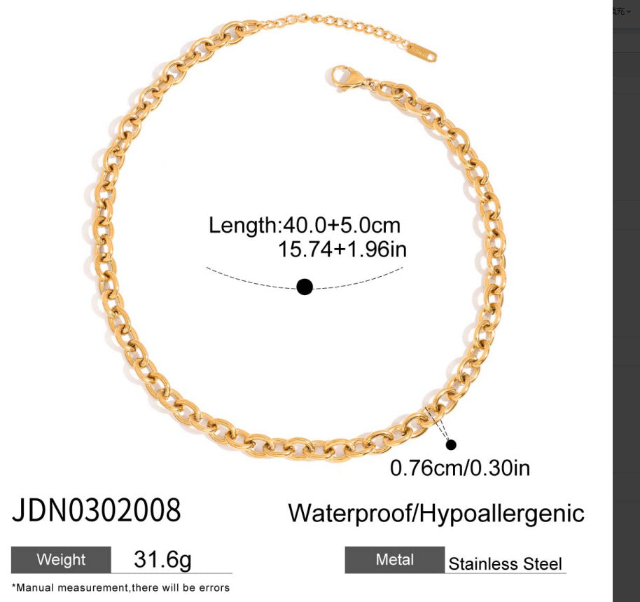 Chocker Necklace 18K Gold Plated Steel