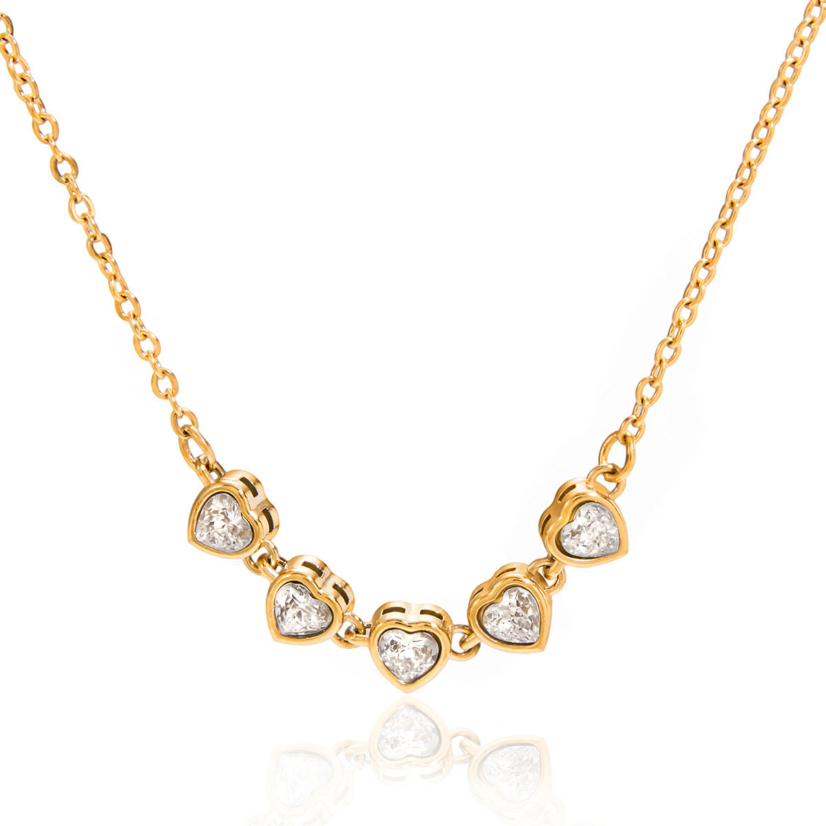 Heart Zircon Necklace 18k Stainless Steel