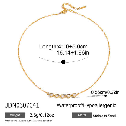 Heart Zircon Necklace 18k Stainless Steel