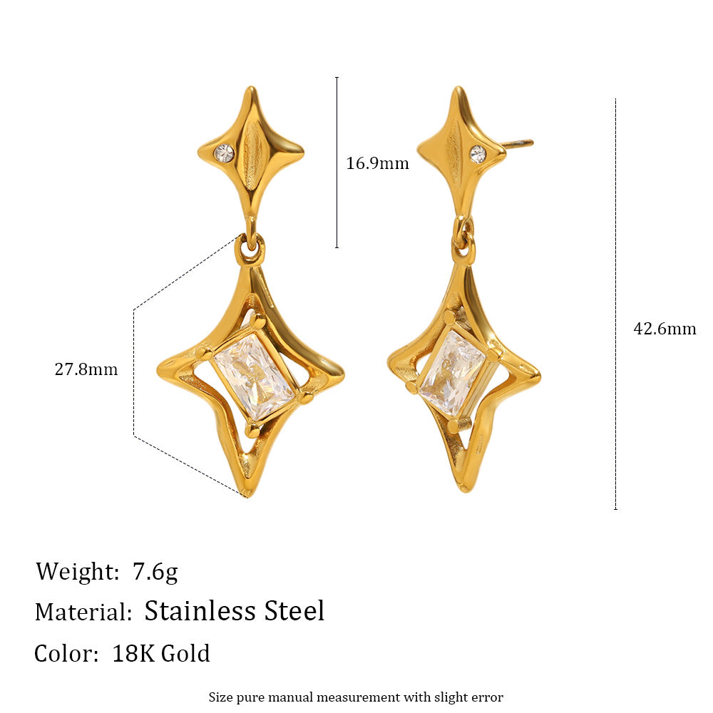 Polar Star Pendant Stud Earrings 18K Gold Stainless Steel