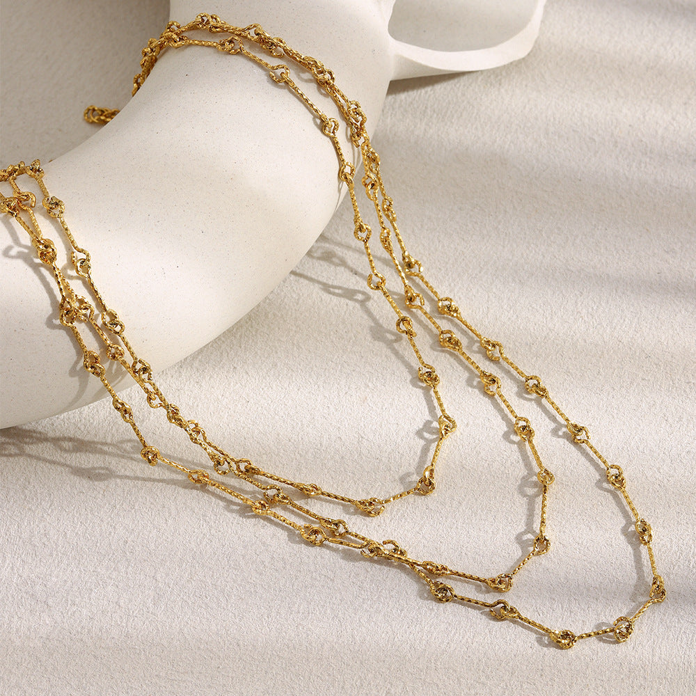 Stacked Chain 50+5cm 18K Gold Plated Stainless Steel