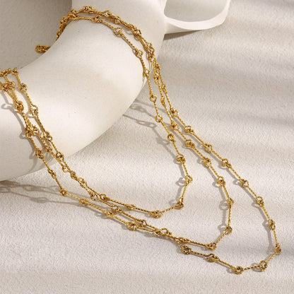 Stacked Chain 40+5cm 18K Gold Plated Stainless Steel
