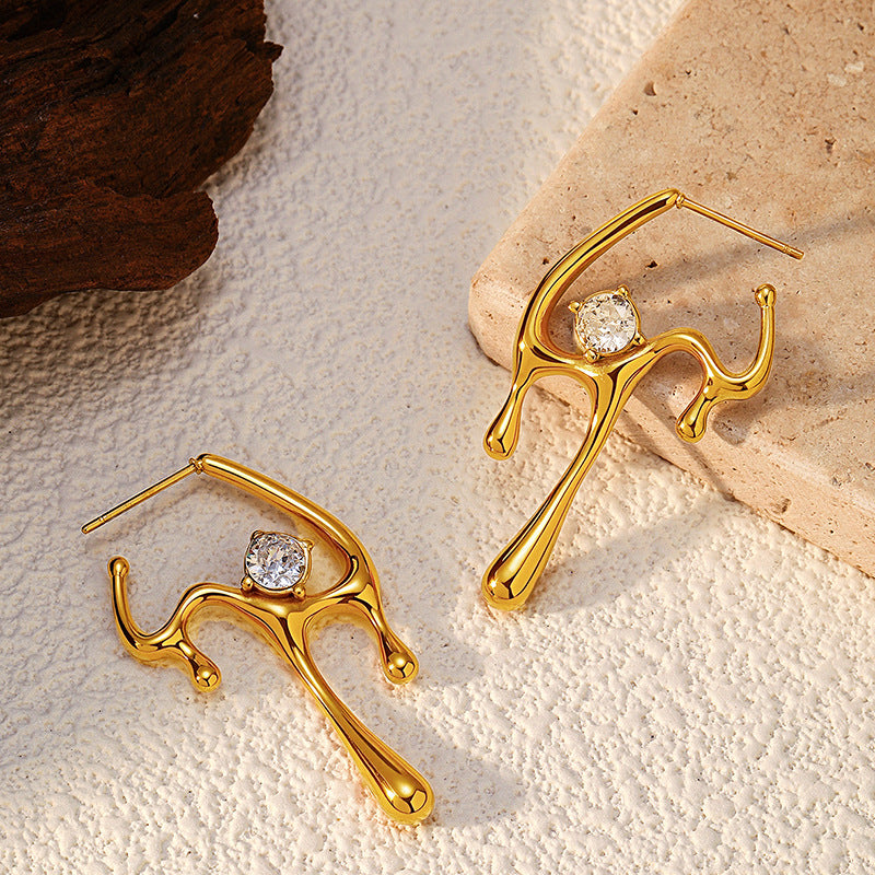 Irregular Ear Studs Stainless Steel 18K Gold Plated