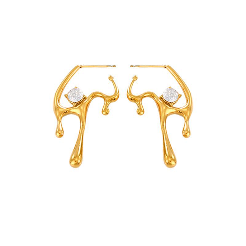 Irregular Ear Studs Stainless Steel 18K Gold Plated