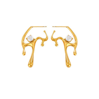 Irregular Ear Studs Stainless Steel 18K Gold Plated