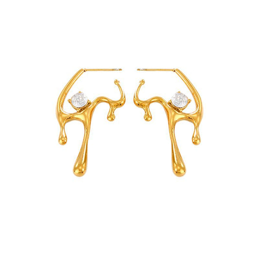 Irregular Ear Studs Stainless Steel 18K Gold Plated
