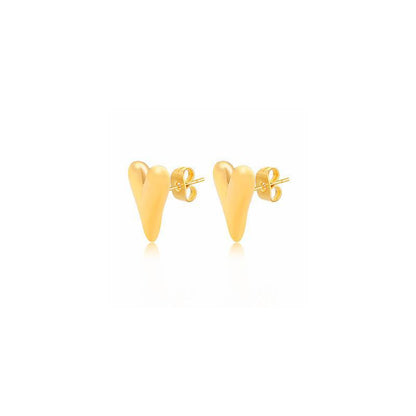 Heart Shape Stainless Steel 18K Gold Plated Ear Studs
