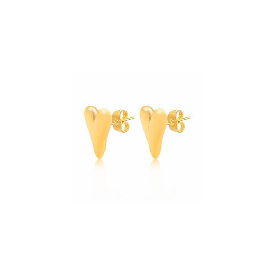 Heart Shape Stainless Steel 18K Gold Plated Ear Studs