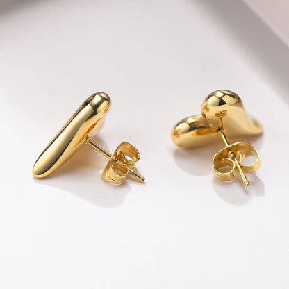 Heart Shape Stainless Steel 18K Gold Plated Ear Studs