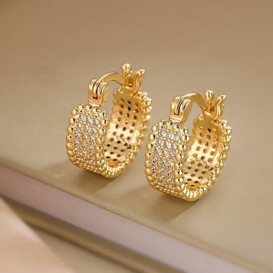 Zircon 18K Gold Plated Hoop Earrings