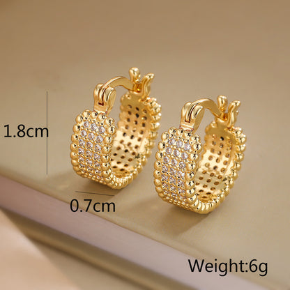 Zircon 18K Gold Plated Hoop Earrings