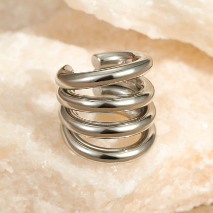 Circle Geometric Stainless Steel 18k Gold Plated Clip On Earrings