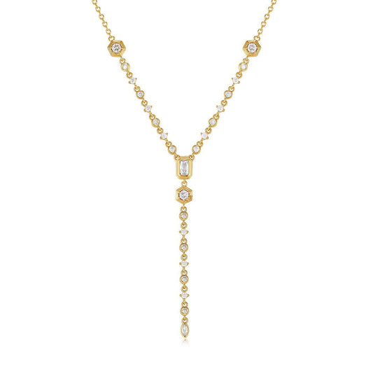Zircon Necklace 18K Gold Plated Steel