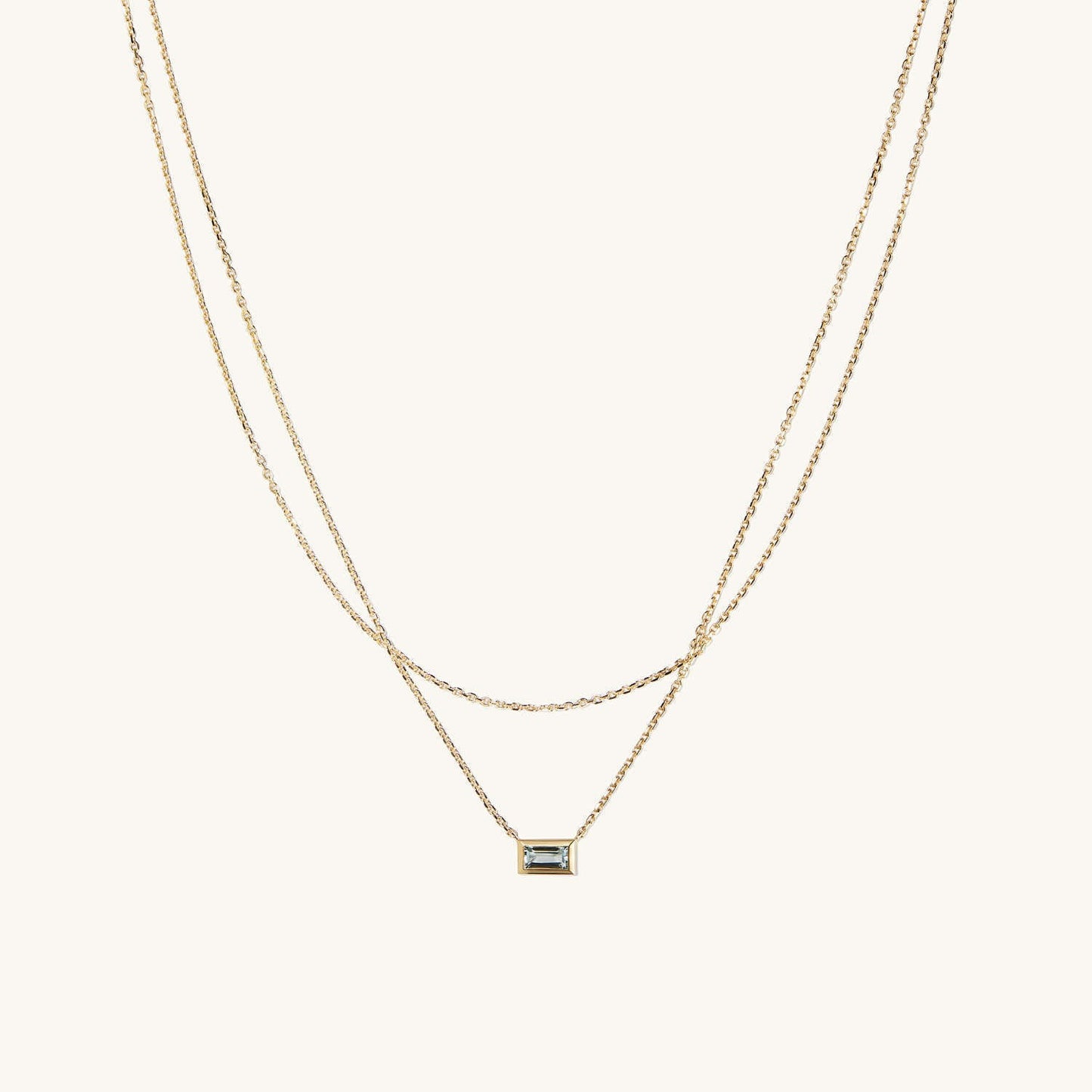 Zircon Layered Necklace Stainless Steel 18K Gold Plated